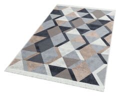 AR 10 BEIGE BLACK Yıkanabilir Çift Taraflı Modern Desenli Dokuma Kilim