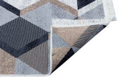 AR 10 BEIGE BLACK Yıkanabilir Çift Taraflı Modern Desenli Dokuma Kilim