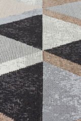 AR 10 BEIGE BLACK Yıkanabilir Çift Taraflı Modern Desenli Dokuma Kilim