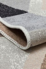 AR 10 BEIGE BLACK Yıkanabilir Çift Taraflı Modern Desenli Dokuma Kilim