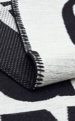 ARN 01 WHITE BLACK Yıkanabilir Kaymaz Tabanlı Modern Pamuk Kilim