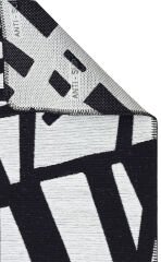 ARN 05 WHITE BLACK Yıkanabilir Kaymaz Tabanlı Modern Pamuk Kilim