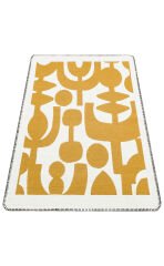 ARN 07 WHITE YELLOW Yıkanabilir Kaymaz Tabanlı Modern Pamuk Kilim