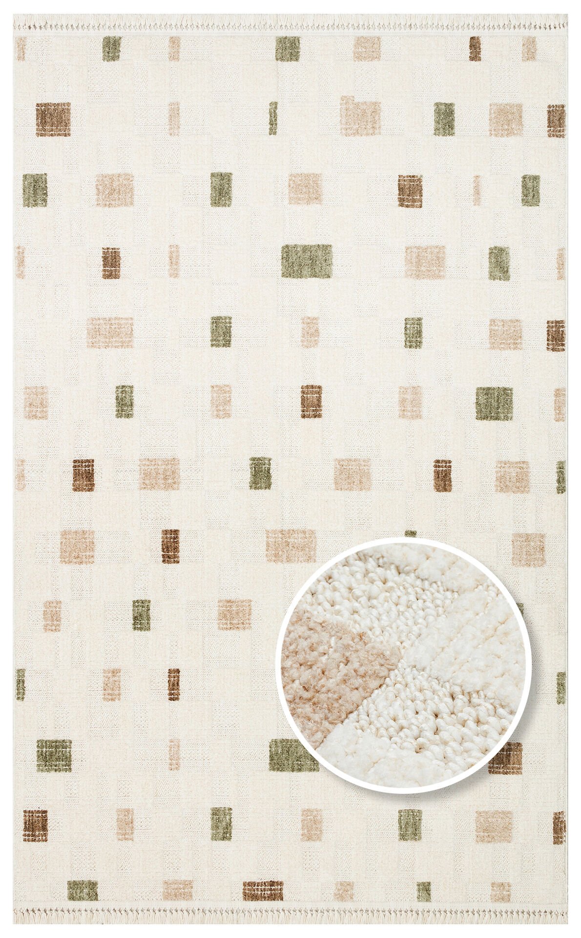 JOY 02 GREEN BEIGE Hav Toz Vermeyen Yumuşak dokulu Modern Makine Halısı