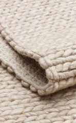 BASKETWEAVE BEIGE Naturel Kazak Örgü Desenli El Dokuma Örgü Halı